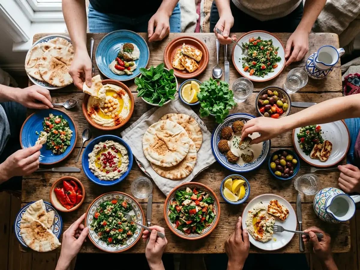 A table of mezze plates