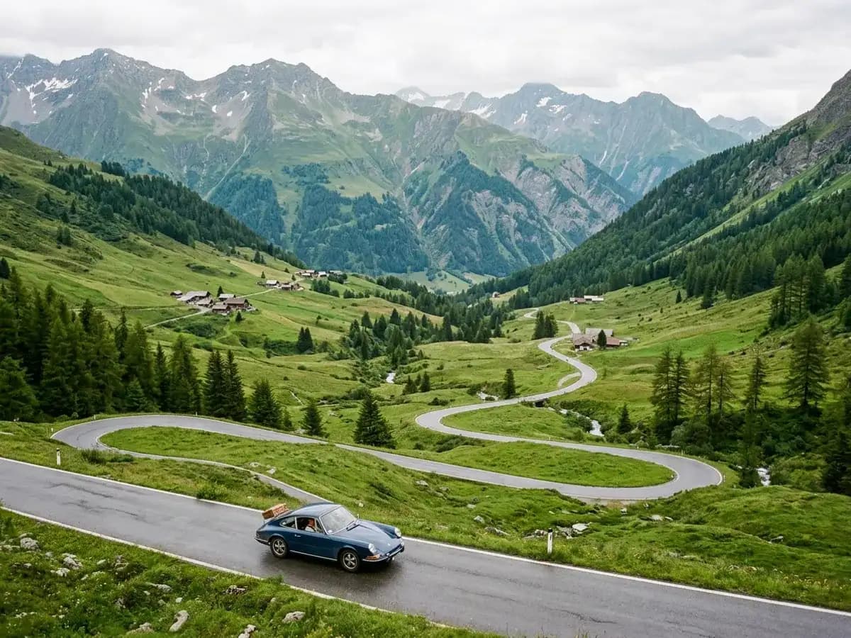 A coast road winding through hills