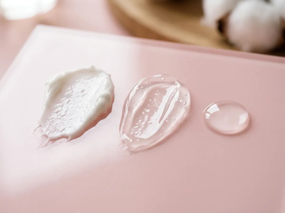 Swatches of cream and serum textures