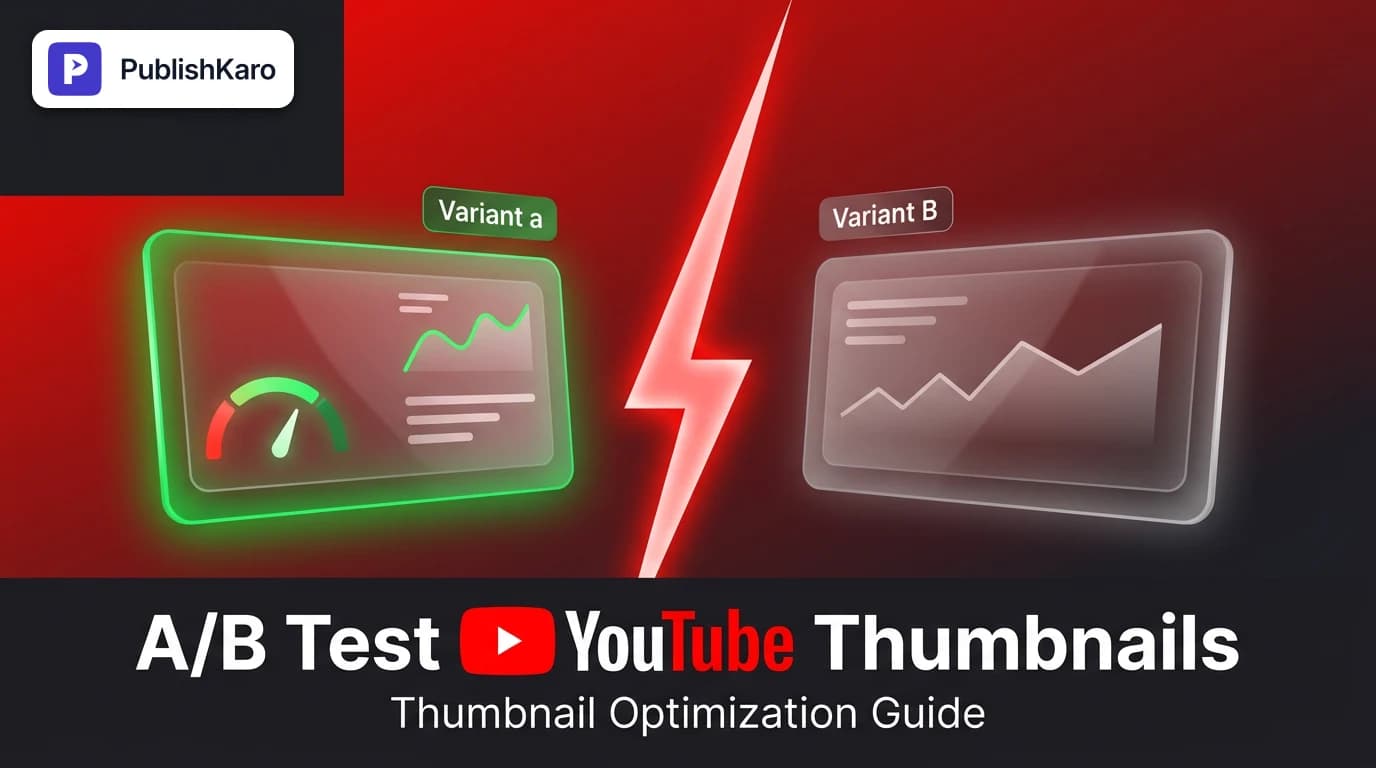 Digital marketing dashboard displaying three distinct YouTube thumbnail variations being compared side by side.