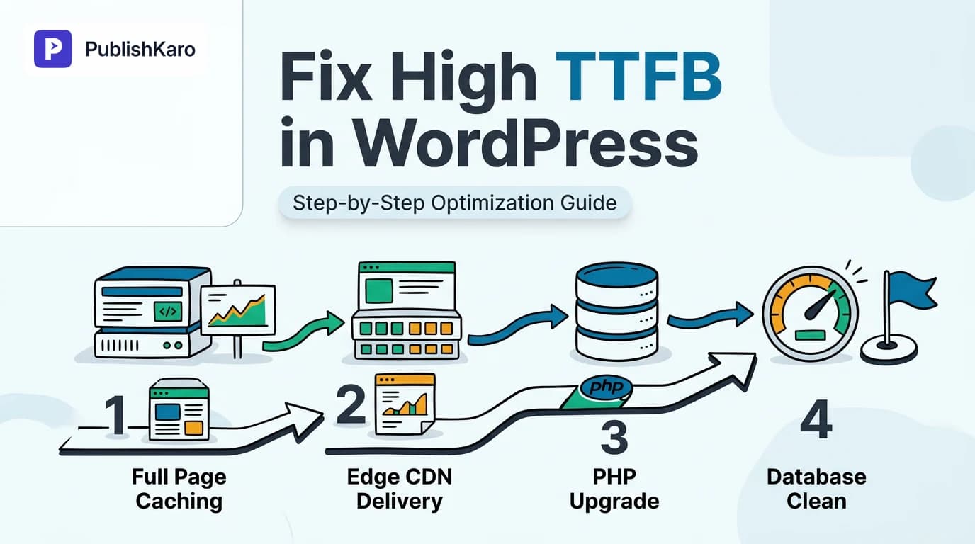 A technical performance dashboard showing server response times and TTFB metrics for a WordPress website.