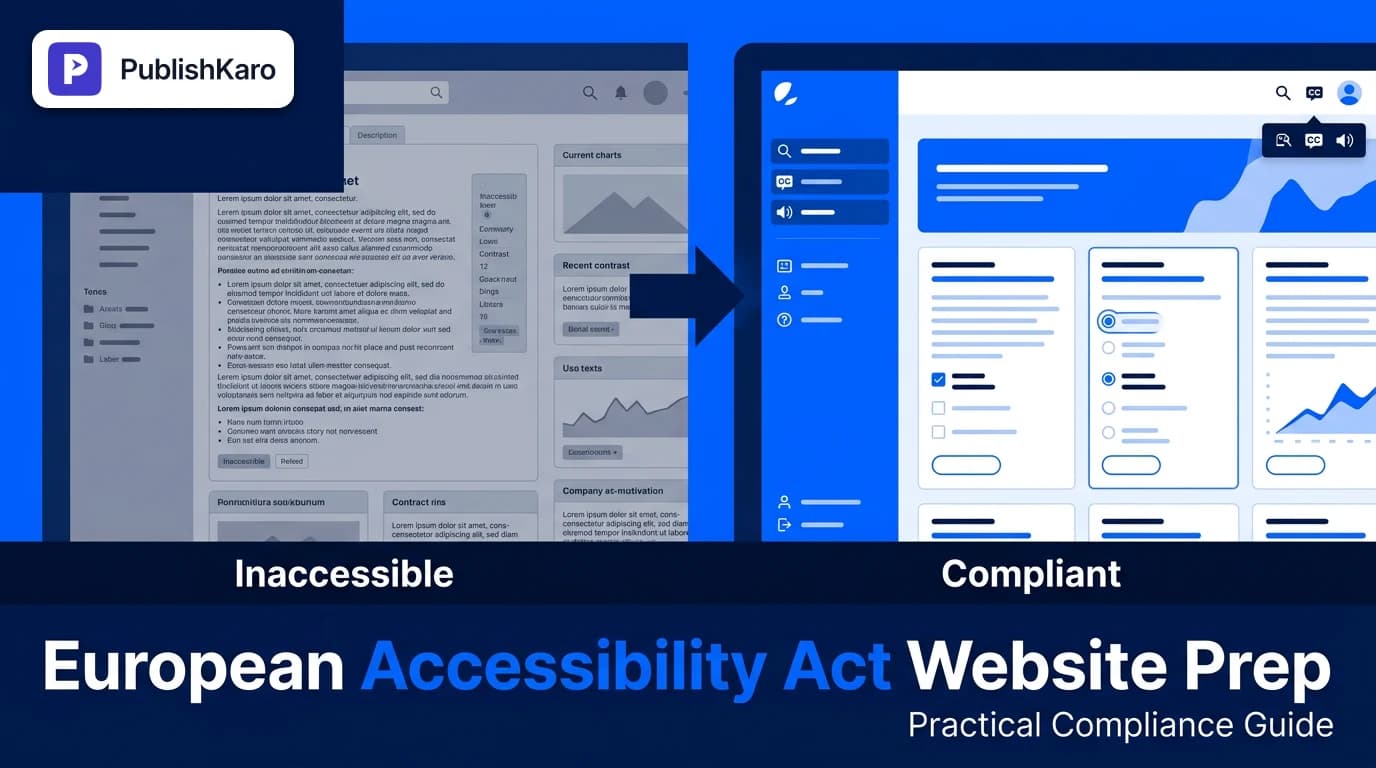 A web developer conducting an accessibility audit on a laptop screen displaying code and WCAG compliance checklists.