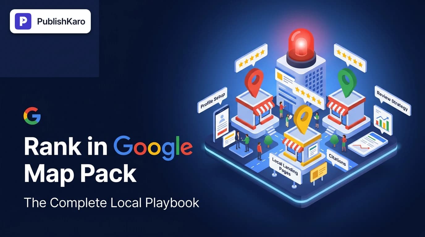Illustration showing a map interface with top three local business listings highlighted in a map pack format.